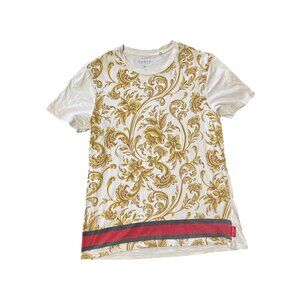 GUESS Gold Floral Graphic Tee – Small